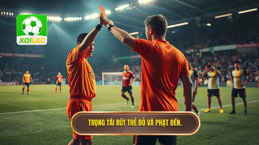 Phạt đền và thẻ đỏ: Toàn cảnh về quy định khắt khe nhất trong bóng đá 1 2. Trọng tài rút thẻ đỏ và phạt đền.